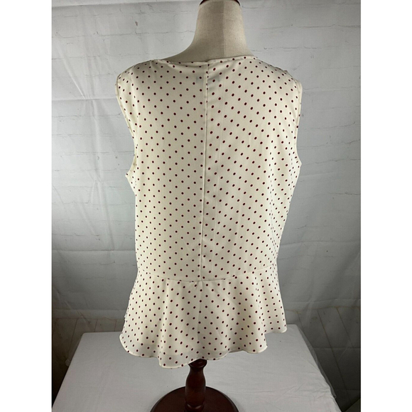 Women’s Talbots Polka Dot Peplum Blouse Petite Size 12P Ivory Sleeveless Lined - Picture 2 of 3